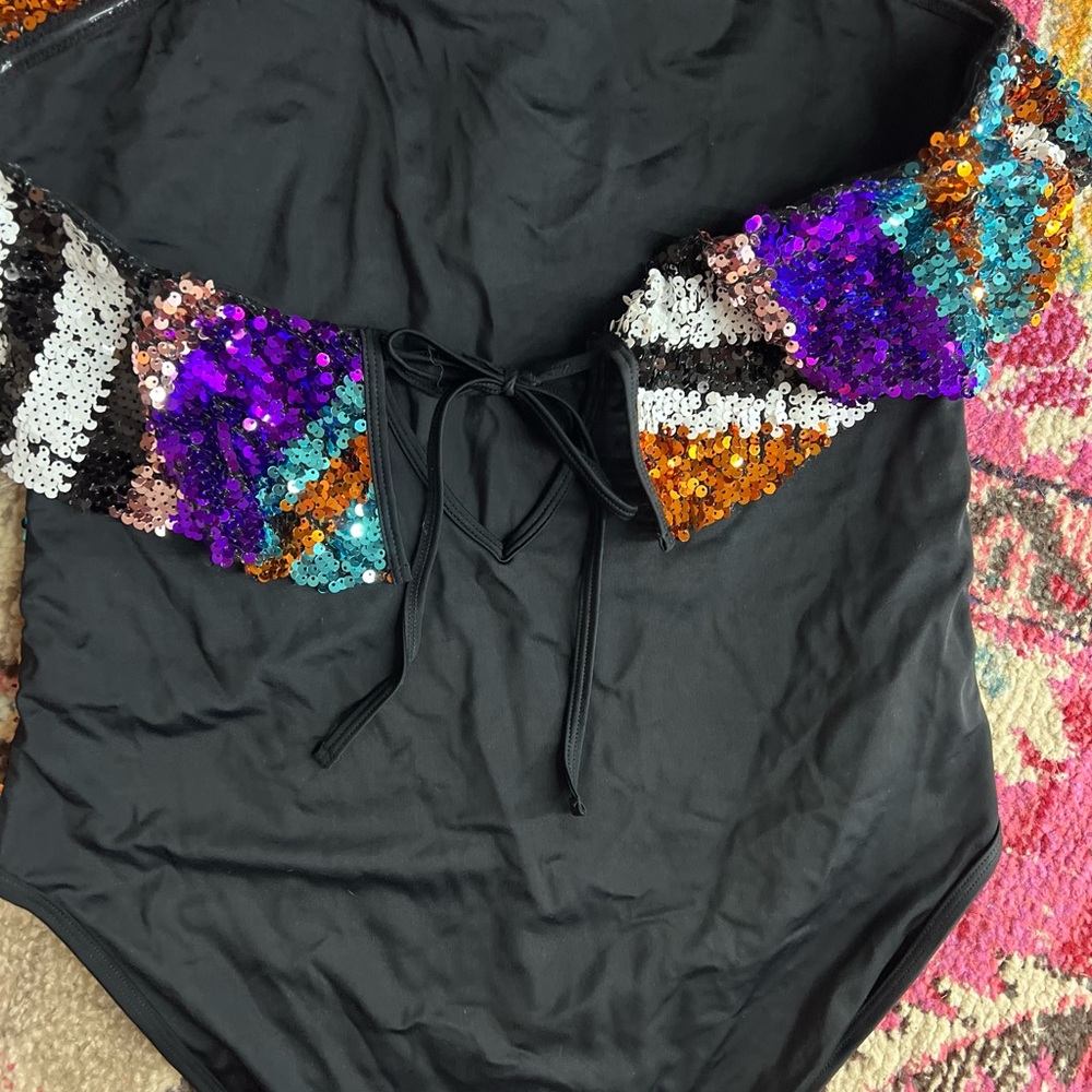 ASOS Multicolor Sequin Strapless One Piece - Picture 5 of 5